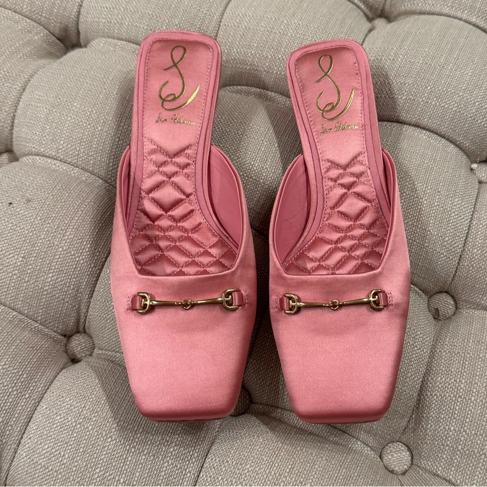 Sam Edelman Pink Satin Slip-On Mules